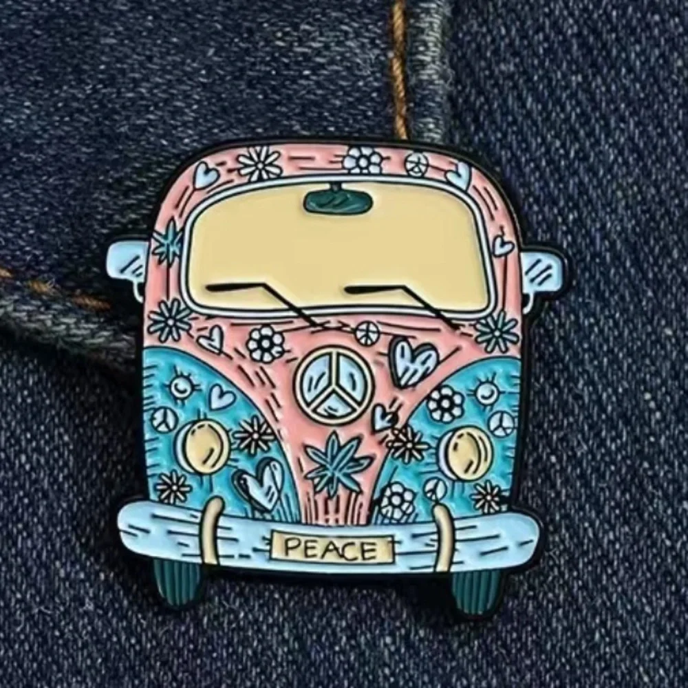 3/$25 Boho Hippie Volkswagen Van Bus Pin Badge Brooch